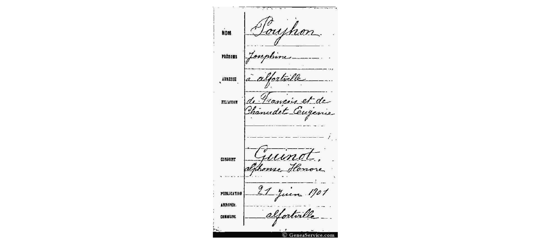 Publication Marage Guinot Alphonse Honore - Poujhon Josephine 28_01_1900.jpg
